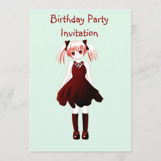 Geburtstags-Party Einladung mit Animemädchen