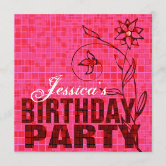 Geburtstags-Party Einladungs-Rosa-Blume Einladung