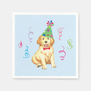 Geburtstags-Party-goldener Retriever Serviette