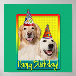 Geburtstags-Party-Hut - goldener Retriever Tebow Poster