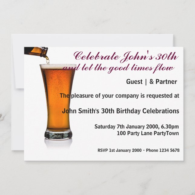 Geburtstags-Party personalisiert Einladung (Vorderseite)