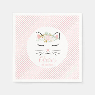 Geburtstags-Party-Servietten mit Blumen-Kätzchen-M Serviette