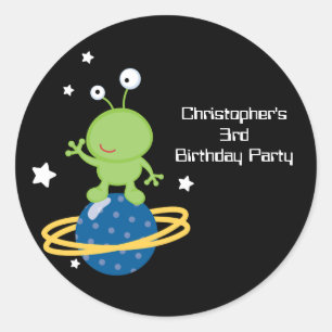Geburtstags-Partyaufkleber des Outerspace Runder Aufkleber