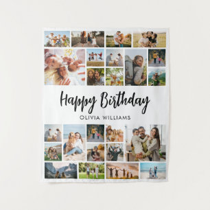 Geburtstags-Personalisierte 24-Foto-Collage Wandteppich
