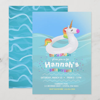 Geburtstags-Pool-Partyunicorn-Floss-Einladung Einladung