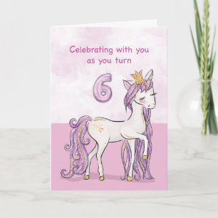 Geburtstags rosafarbenes Pferd mit Krone Karte