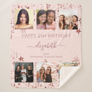 Geburtstags Rose Goldfreunde Foto Collage Sherpadecke