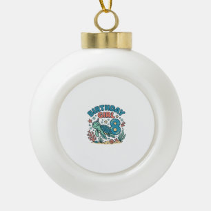 Geburtstags-Schildkröte 8. Geburtstags-Shirt-Desig Keramik Kugel-Ornament
