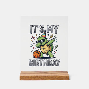 Geburtstags-Schildkröte-Basketball-Party-Vektor-De Acrylschild