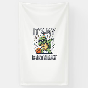 Geburtstags-Schildkröte-Basketball-Party-Vektor-De Banner