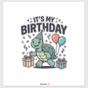 Geburtstags-Schildkröten-Party-Vektordesign_1 Aufkleber