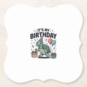 Geburtstags-Schildkröten-Party-Vektordesign_1 Untersetzer
