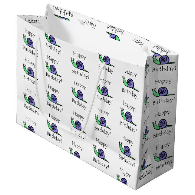 Geburtstags-Schnecke Große Geschenktüte (Vorderseite Schrägansicht)