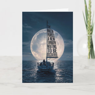 Geburtstags-Segelboot mit Vollmond Karte