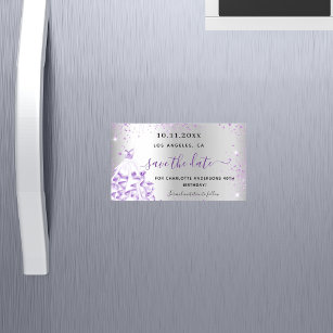 Geburtstags silberne lila Kleidung speichern Datum Magnetkarte
