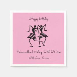 Geburtstags Silhouette Celebration Dancers Pink Gi Serviette