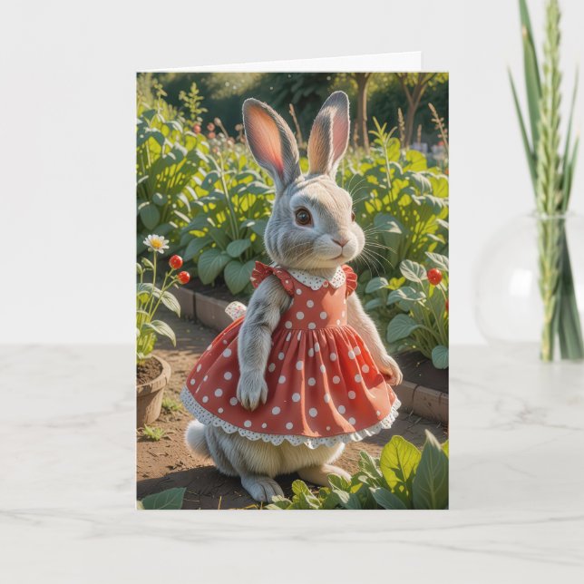 Geburtstags-Sonnenschein Kleid im Tomatengarten Karte (Vorderseite)