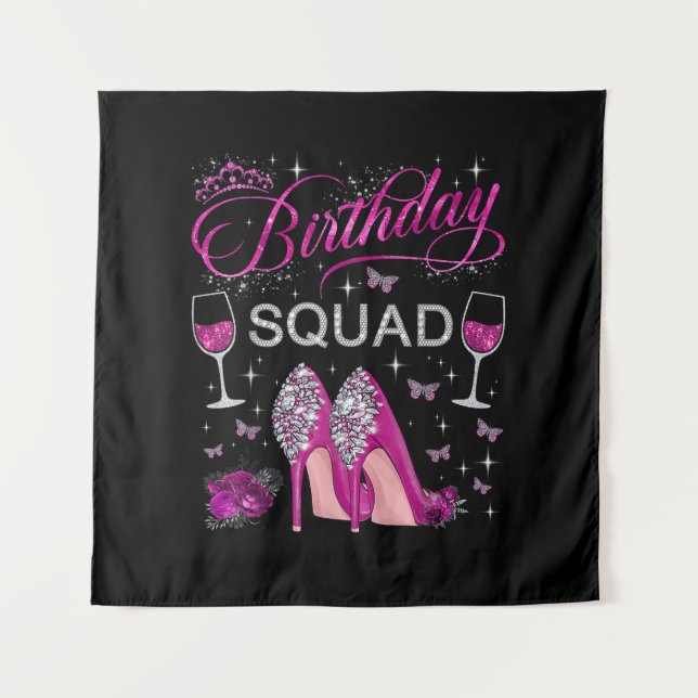 Geburtstags-Squad Schmetterlinge Wandteppich (Vorderseite)