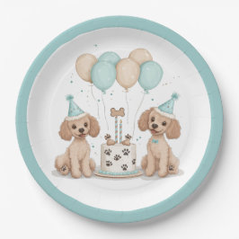Geburtstags-Standard-Doodle-Hunde Pappteller
