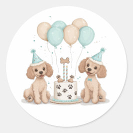 Geburtstags-Standard-Doodle-Hunde Runder Aufkleber
