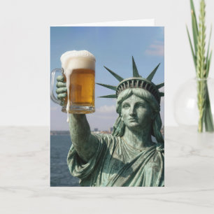 Geburtstags-Statue of Liberty mit Bierkrug Karte