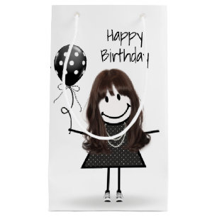 Geburtstags-Strichfigur-Mädchen mit Polka Dot Ball Kleine Geschenktüte