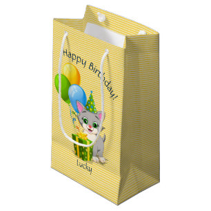 Geburtstags-Süsse-grauer Kätzchen-Cartoon Kleine Geschenktüte