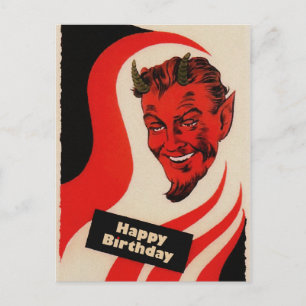 Geburtstags-Teufel im Vintage-Stil Postkarte