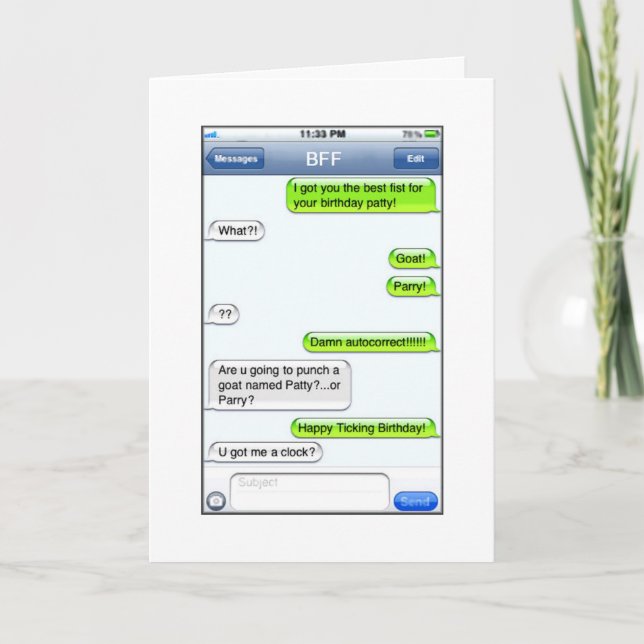 Geburtstags-Text - Spaß Karte (Vorderseite)