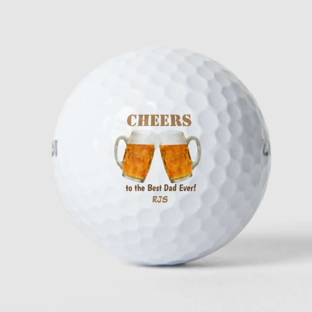 Geburtstags-Vater-Weltbeste jemals-Monogramm Golfball (Vorderseite)