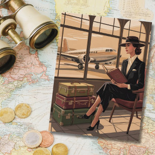 Geburtstags-Vintage-Reise-Flughafen Chic Elegant Feiertagspostkarte