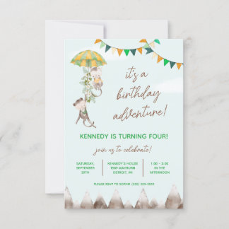 Geburtstagsabenteuer, Affen, Berge Geburtstag Einladung