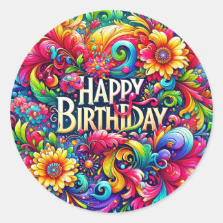 Geburtstagsaufkleber Runder Aufkleber