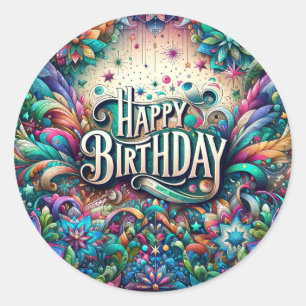 Geburtstagsaufkleber Runder Aufkleber
