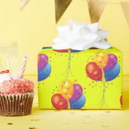 Geburtstagsballon auf Gelb Geschenkpapier