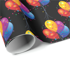 Geburtstagsballon-Bouquet auf schwarz Geschenkpapier