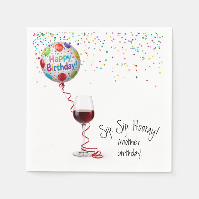Geburtstagsballon mit Rotwein Serviette (Vorderseite)