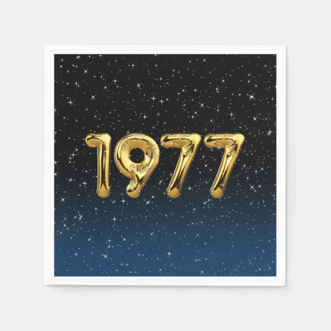 Geburtstagsballons 1977 in Stars Napkins Serviette (Vorderseite)
