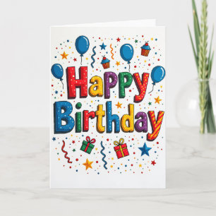 Geburtstagsballons und Geschenke Karte