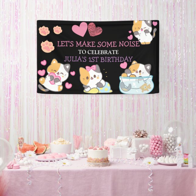 Geburtstagsbanner für Rosa und Schwarze Banner (Party)