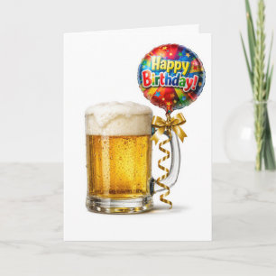 Geburtstagsbierkrug mit Partyballon Karte