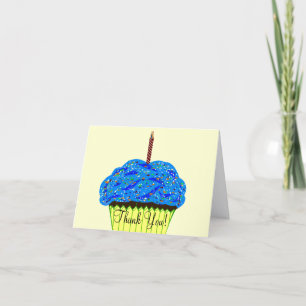 Geburtstagsblauer Cupcake Dankeschön Dankeskarte