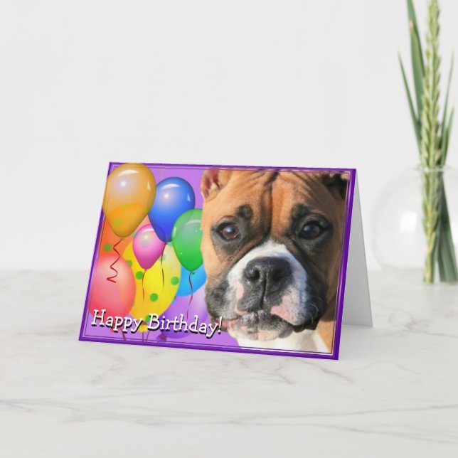 Geburtstagsboxer-Hund-Grußkarte Karte (Vorderseite)