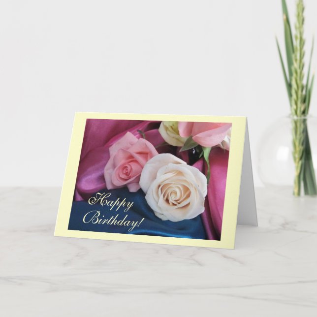 Geburtstagseide und Rose Karte (Vorderseite)