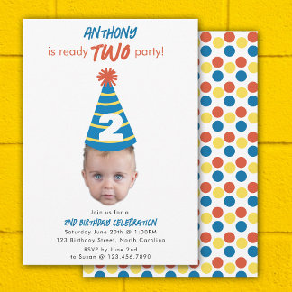 Geburtstagseinladung 2. Geburtstag Baby-Gesichtsfo Einladung