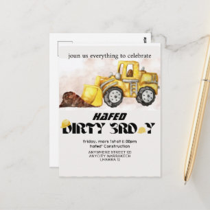 Geburtstagseinladung Bau Geburtstag Editierbar Kip Postkarte