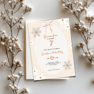 Geburtstagseinladung Floral Daisy 7. Geburtstag fü Einladung