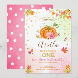 Geburtstagseinladung Herbst-Fall-Rosa des Kürbises Einladung