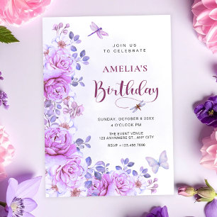 Geburtstagseinladung Libelle Blumen Einladung