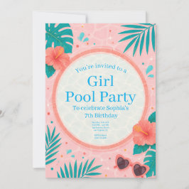 Geburtstagseinladung Mädchen-Poolparty Einladung